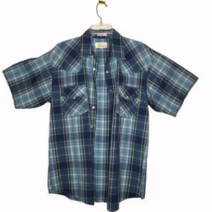 Southern Classics Snap Button-Down Shirt Cowboy Large Plaid Pearl Vintage